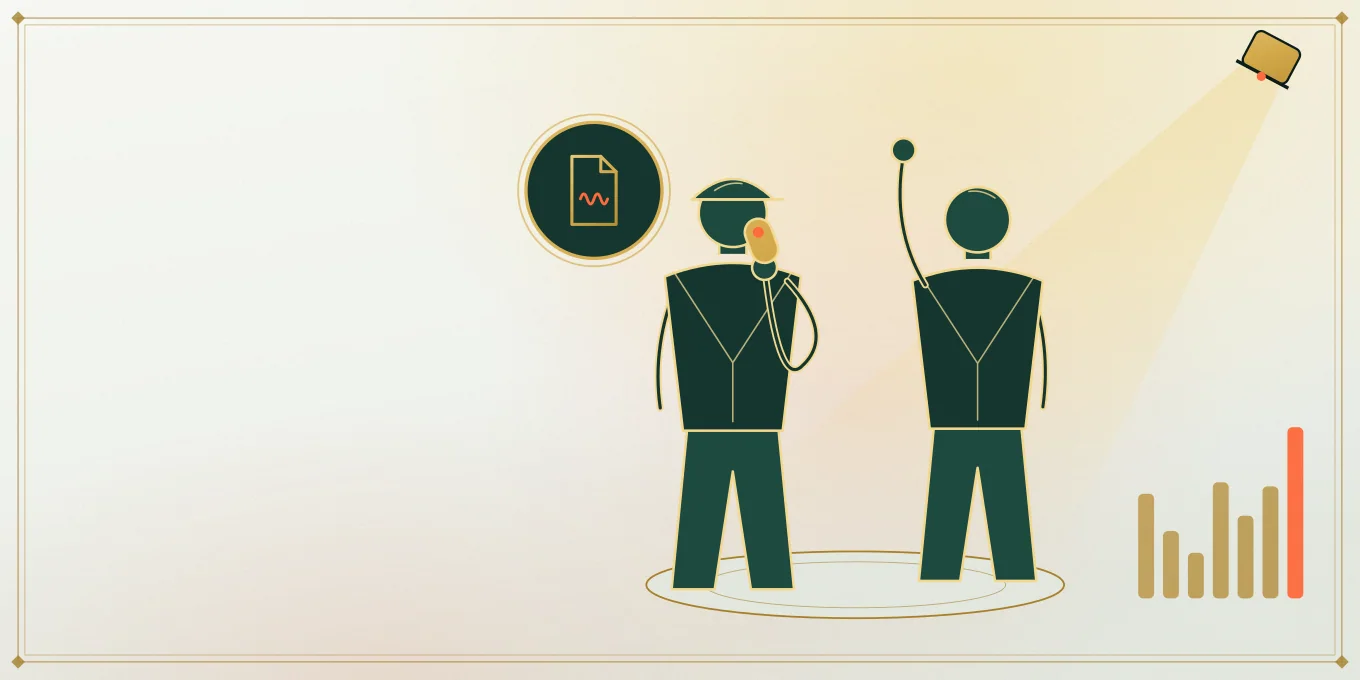 Two illustrated storyboard frames show the same woman and man switching the lead position between separate clips.