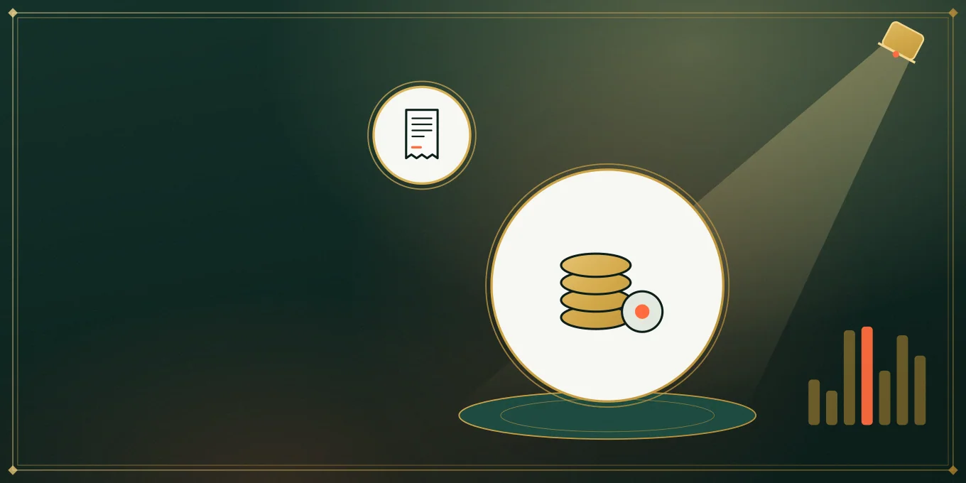 A calculator, receipt and magnifying glass illustrate checking video costs.