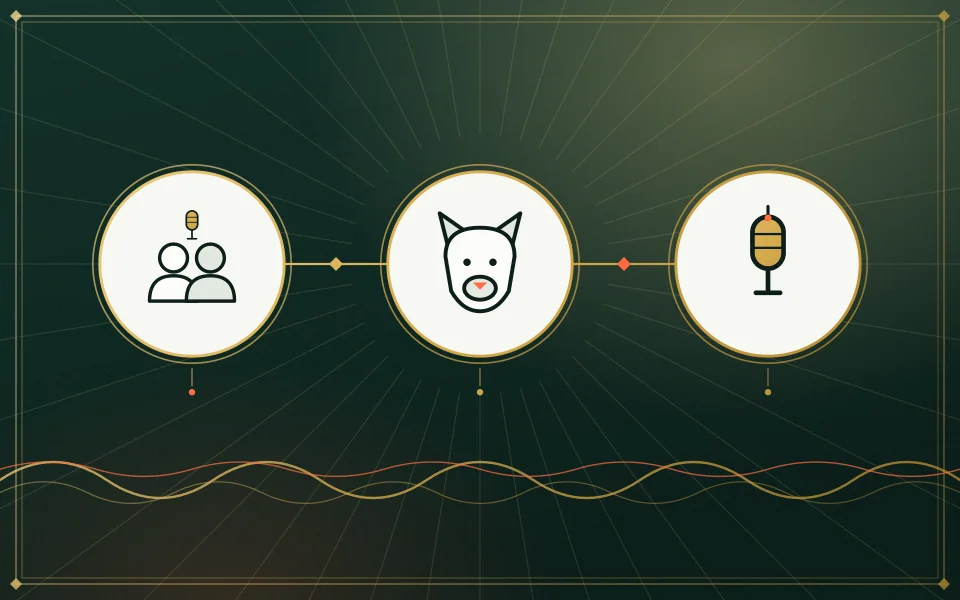 Illustration: an estimate sheet and credit tokens point to the confirmation bar beneath a pet video thumbnail.